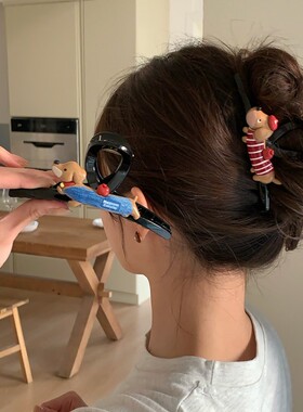 可爱亚克力腊肠小狗抓夹卡通少女心鲨鱼夹后脑勺盘发夹发量多发卡