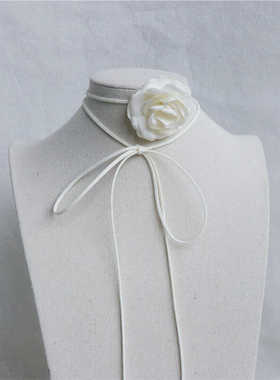 清纯立体花朵系带颈花颈花颈链女