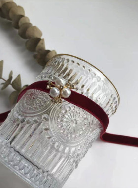 秋冬新珍珠锁骨链轻复古丝绒带女