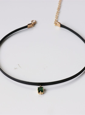 choker限量款极简风绿宝石锁骨链