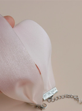 简约甜美宽边浅粉遮颈纹丝带颈链