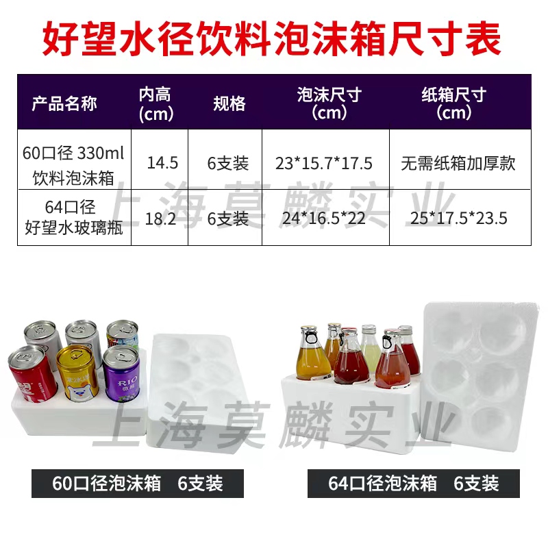 好望水泡沫箱300ml玻璃瓶望山楂330ml罐装快递专用防摔饮料啤酒-图0