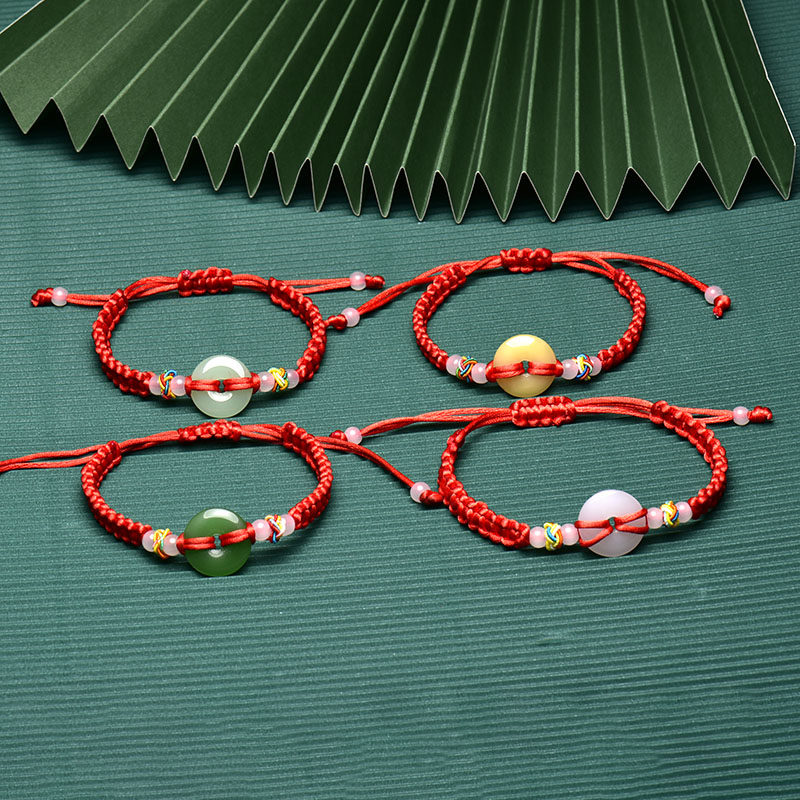 平安扣红绳手链手工编织玉石平安扣手链,淘宝优惠券,粉丝福利购,淘宝优惠卷