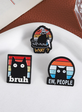 个性猫猫彩色合金徽章胸针饰品