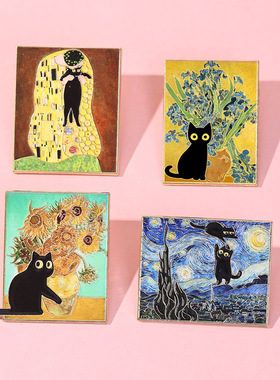 创意搞怪趣味小猫油画胸针饰品