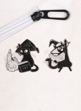 万圣节黑色魔法小猫金属胸针饰品