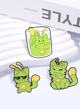搞怪趣味外星人猫咪金属胸针