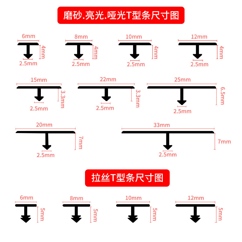 铝合金T型条背景墙瓷砖钛金装饰条衣柜门金属收口卡条压条收边条 - 图2