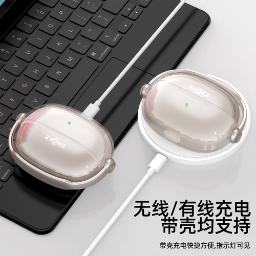 适用于shokz韶音耳机保护套动钛圈OpenDots ONE E310耳夹式蓝牙耳机壳创意锁扣开关秒变手机支架透明软壳新款 - 图1
