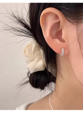 「S999纯银针」锆石蕾丝花边耳扣女礼物耳环高级感