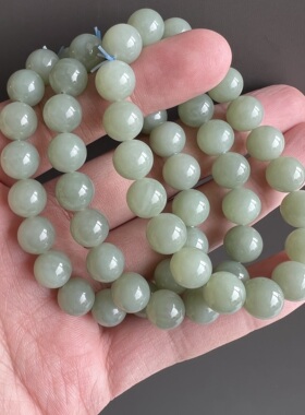 天然新疆且末蓝和田玉圆珠手串 约10mm 玉石单圈手链饰品 T109