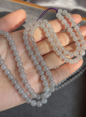 天然烟紫和田玉6mm108颗长链