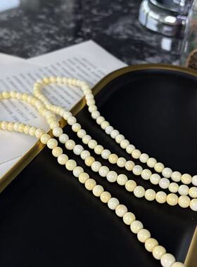 鹅黄色贝壳多圈手链 6mm三圈女款时尚饰品 TY2784