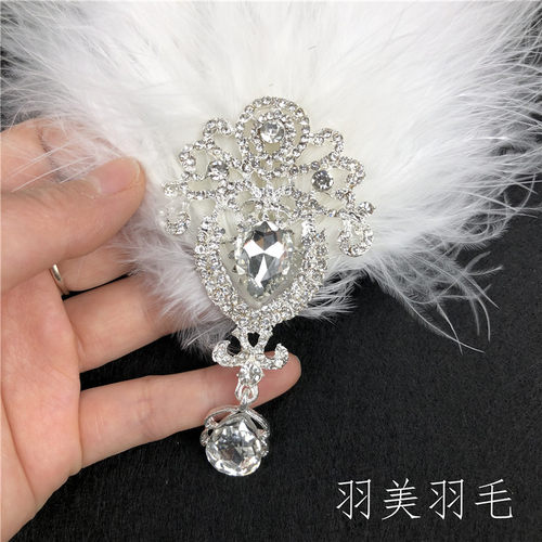 抖音网红复古羽毛走秀写真羽毛钻石发饰羽毛头花表演天鹅舞边夹 - 图2