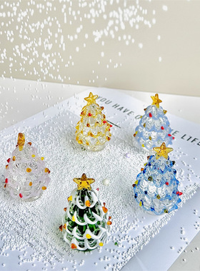 Mu Mu 琉璃雪景实心圣诞树工艺品摆件圣诞节礼物创意儿童礼物装饰