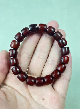 小叶紫檀直切桶珠手串檀香木手作手链藏式文玩串珠珠子单珠