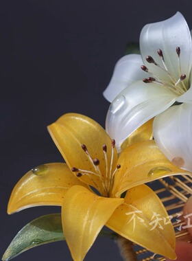 百合花 热缩白百合花粉色磨砂高级百搭汉服配饰旗袍日常