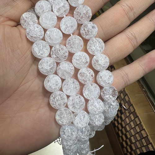 天然水晶饰品材料男女diy手工配件白水晶爆花晶半成品串珠散珠子 - 图2