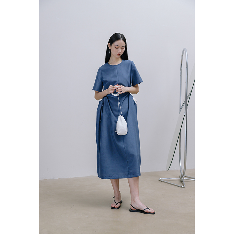 Rowi/casa162  2色ri本进口面料镂空腰部短袖版中长款连衣裙女 夏 - 图2