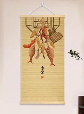 客厅玄关新中式竹帘挂画