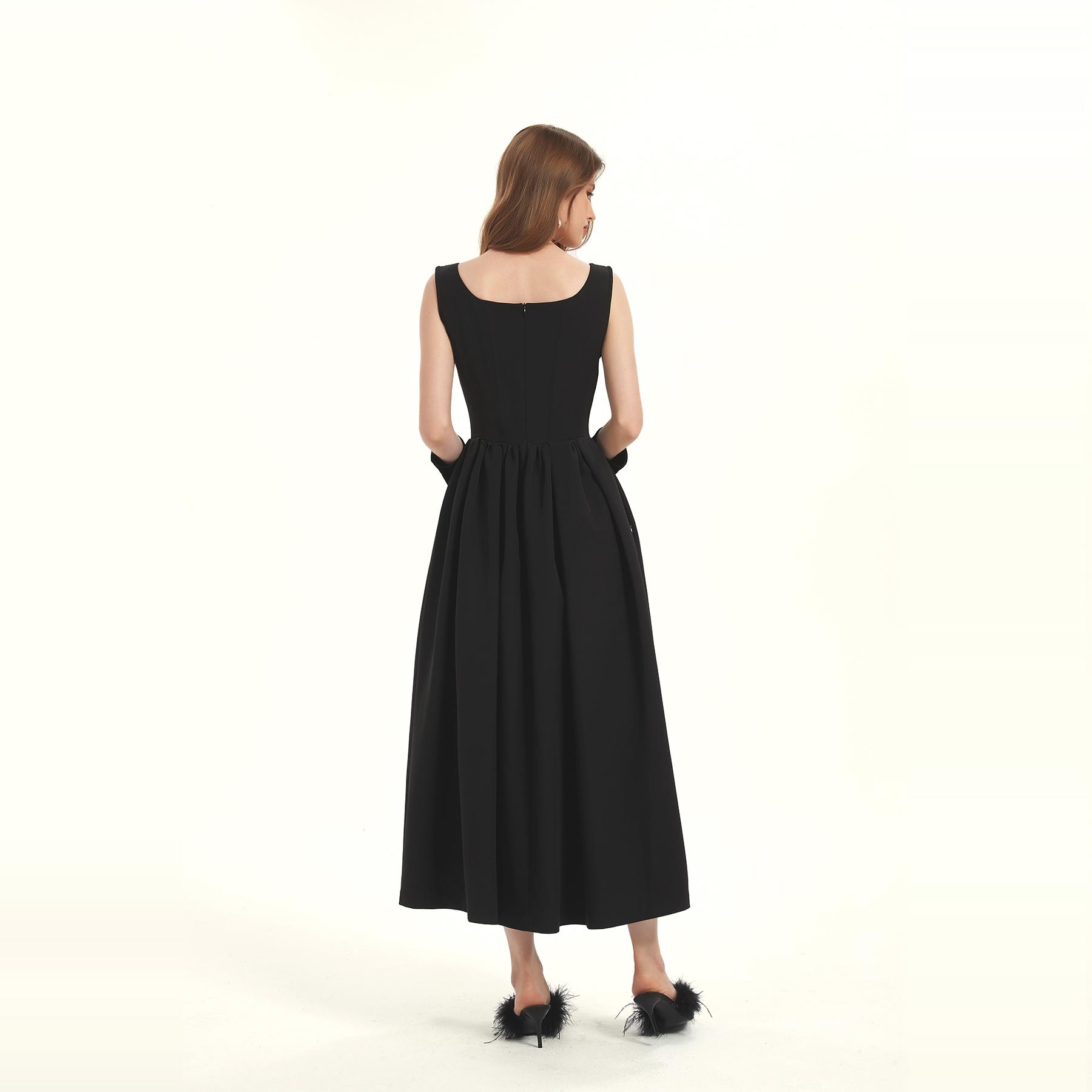 【明星同款】KINGWEN 24冬季新款法式鱼骨抹胸礼服裙连衣裙女 - 图1