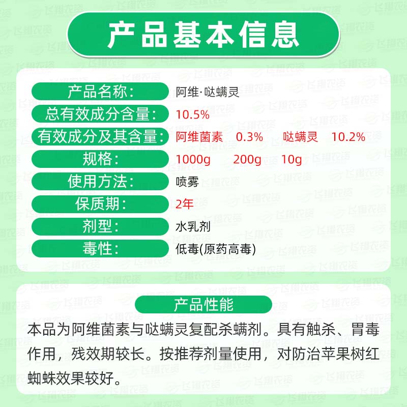 10.5%阿维哒螨灵果树红蜘蛛专用阿维菌素泰来卫士农药杀虫杀螨剂-图0