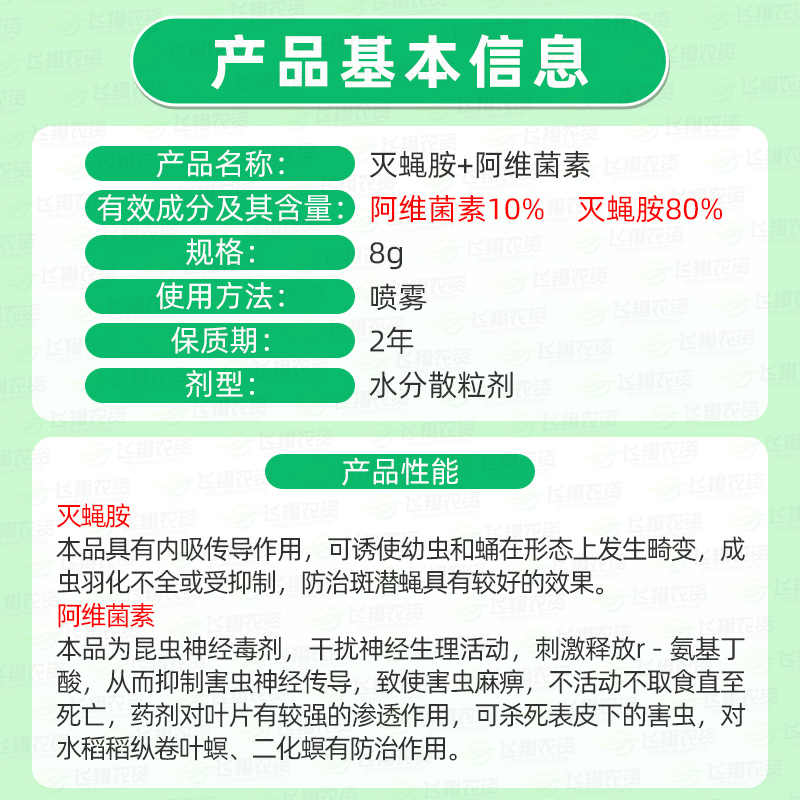 北京华戎割潜灭蝇胺+阿维菌素双联包斑潜蝇鬼画符农药杀虫剂8g - 图2