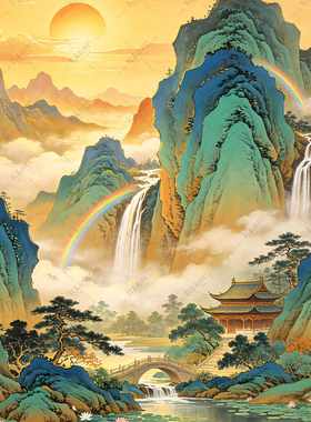 三尺三仙家堂口山水画挂画
