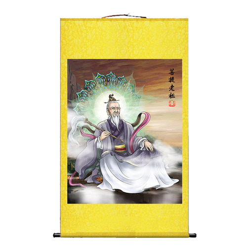 祖师爷菩提老祖画像挂画孙悟空师傅客厅玄关供奉装饰丝绸画可定制 - 图3