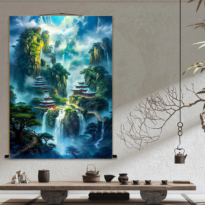 仙家堂口山水画堂单风景画东北暗堂无活物亭子沙发墙贴壁纸挂画,淘宝优惠券,粉丝福利购,淘宝优惠卷