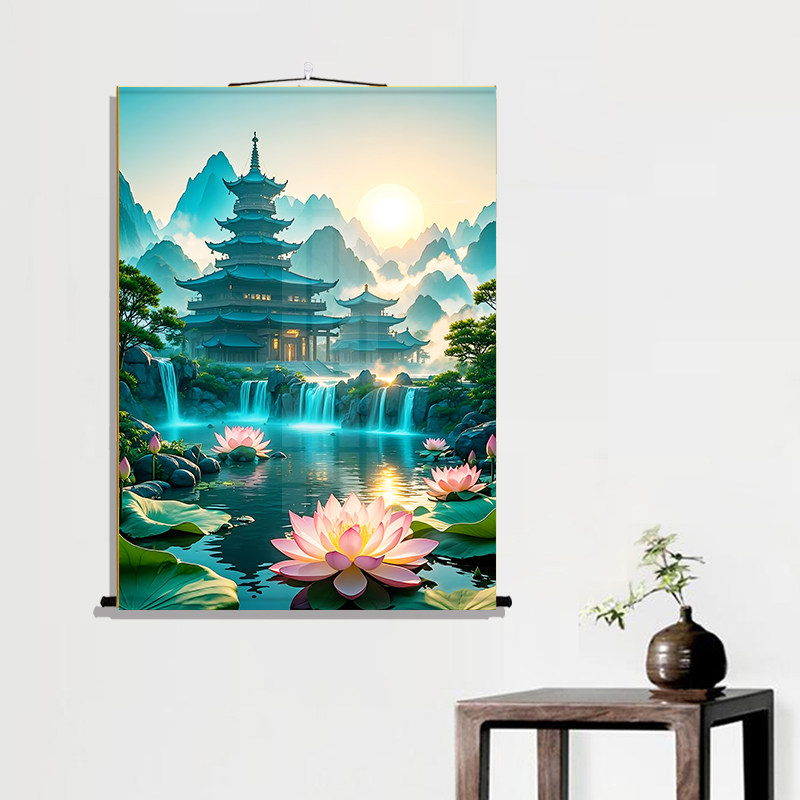 仙家堂单背景仙境山水画招财壁画挂图堂口风景图供奉卷轴画新款,淘宝优惠券,粉丝福利购,淘宝优惠卷