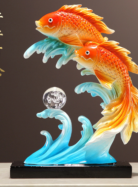 鱼跃龙门流沙画装饰品摆件客厅电视酒柜酒架玄关乔迁新居新年礼物
