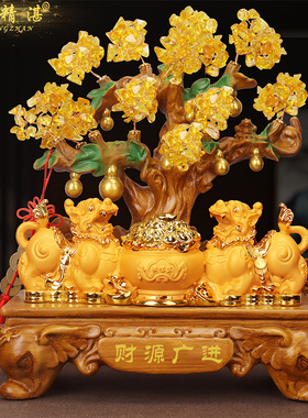 招财猫聚宝盆摆件水晶树店铺收银台公司前台开业送礼物客厅装饰品