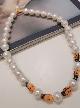 韩国东大门2022春季新款气质百搭项链可爱锁链套环链条瓢虫串珠