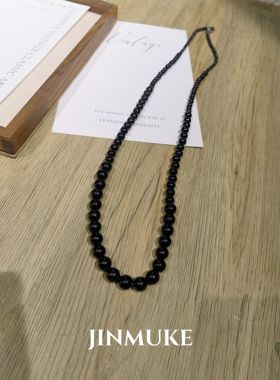 韩国黑色大小珠长款项链毛衣链