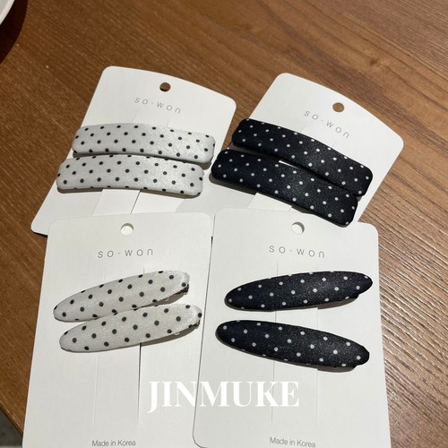 JINMUKE韩国进口发饰波点发夹甜美时尚刘海夹气质长方侧边碎发夹 - 图1