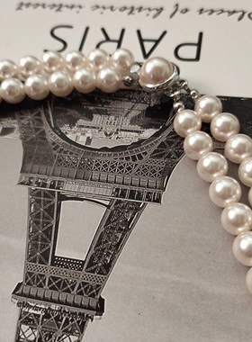 JINMUKE韩国进口东大门时尚首饰串珠珍珠双层简约气质项链2022新