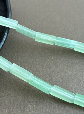 天然绿东陵玉石方形柱散珠