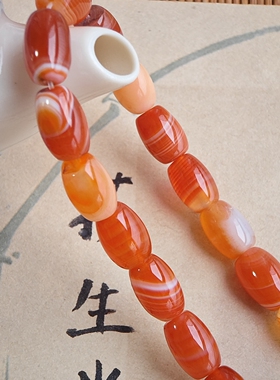 天然红玛瑙桶珠散珠子隔珠串珠手工diy手链饰品配件材料8-12mm
