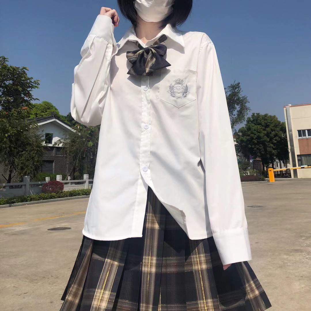 乔奈奈原创JK刺绣衬衫新款奶白色jk制服长袖短袖衬衣学生女现货