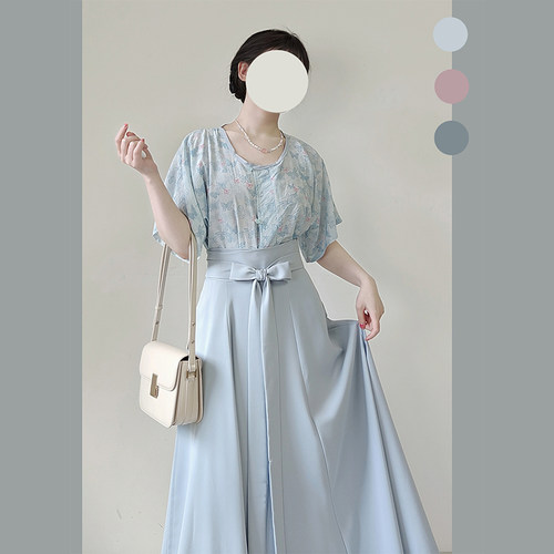 子南记原创【夏蝶】汉服唐褙子坦领齐腰八破裙新中式日常通勤夏季 - 图1