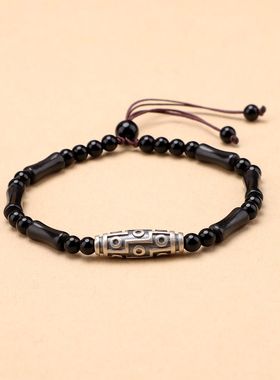 原创纯银黑石手串复古手链