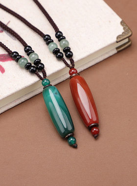 原创玛瑙玉石项链长款男女百搭藏式毛衣链简约民族风配饰新款秋冬