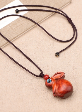 紫檀木兔子项链毛衣链