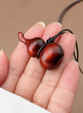 古风紫檀木葫芦长款项链