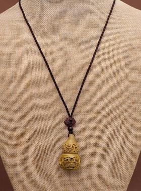 可打开空心葫芦檀木项链毛衣链