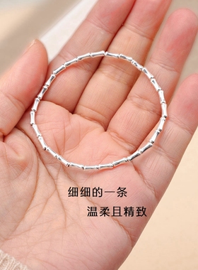 925纯银竹节手链小众闺蜜手绳