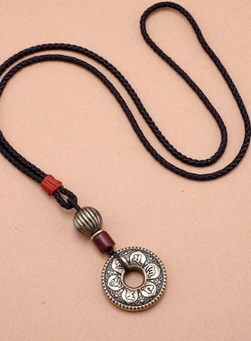 实心黄铜项链藏式复古毛衣