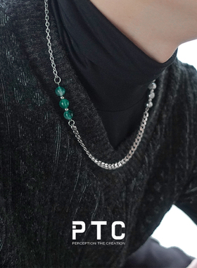 PTC玉石钛钢拼接项链中性风