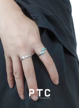 PTC中性风S925银高级感开口戒